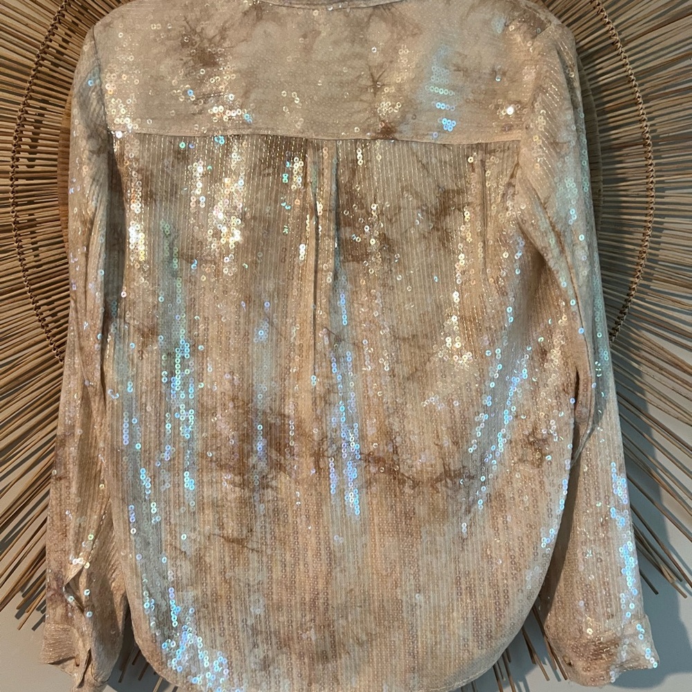 Pilcro Sequin Beige Women's Top - Picture 7 of 9